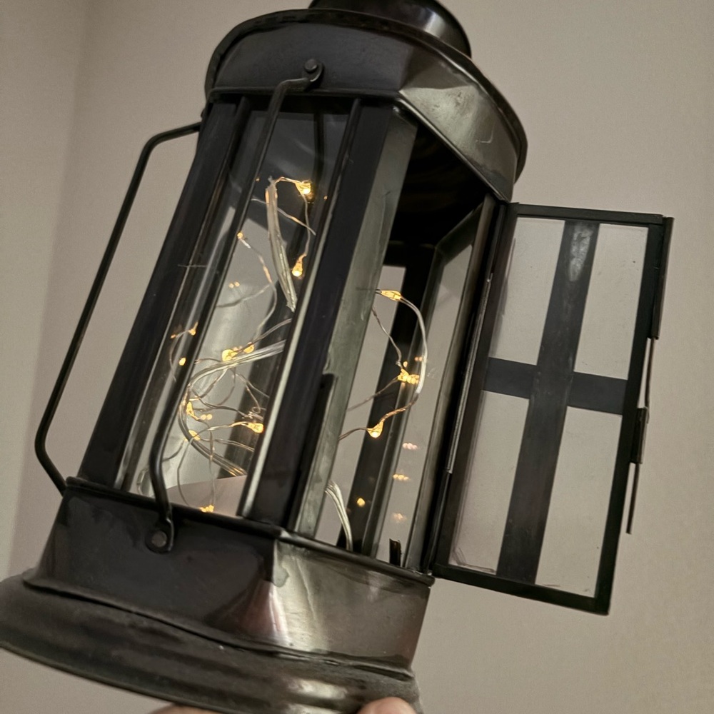 Black Lantern with Warm Lights